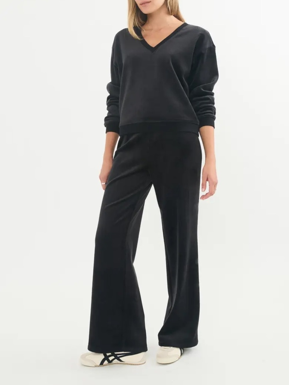 Marine Layer Cord Velour Wide Leg Pull-On Pant Black Size Medium Loungewear